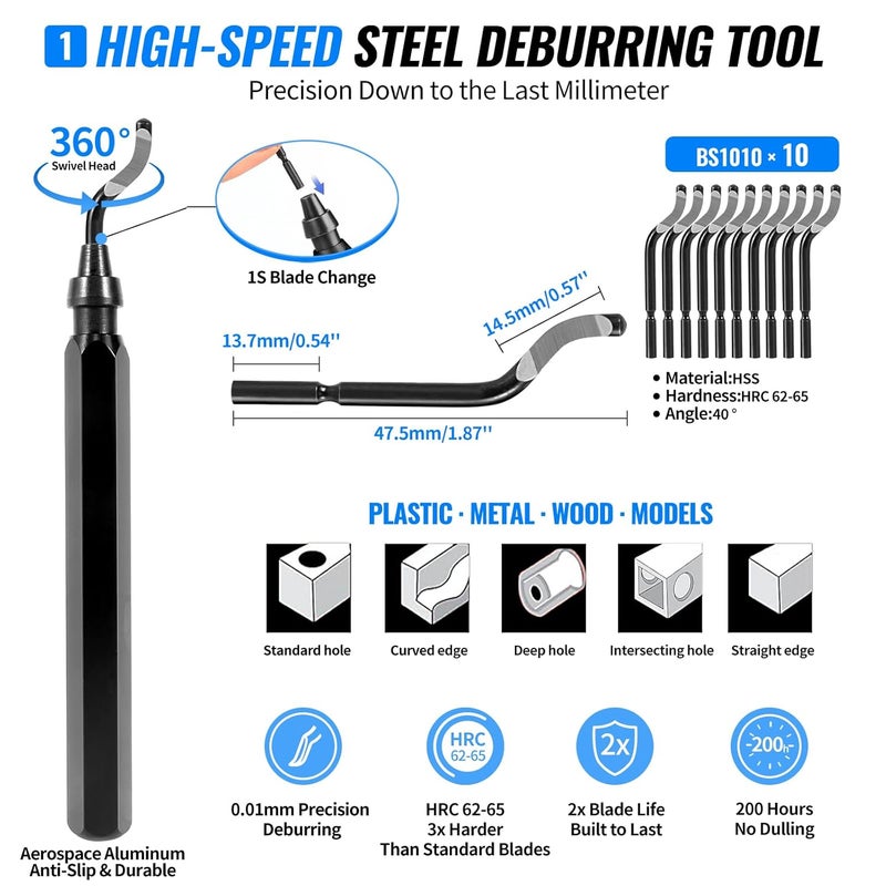 Intarsio 68Pcs 3D Printer Tools Kit with Storage Case, 3D Printer Accessories - Deburring Tool, 3D Printer Removing Scrapers, Metal Files, Brushes, Hand Drill, Tweezers, for Bambu Lab, Ender 3, Kobra, etc. - Image 3